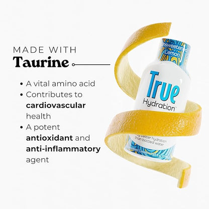 True Hydration Shots Unsweetened Lemon Flavor – 12 Pack of 1.93 fl oz Shots – Electrolytes – Amino Acids – Zero Sugar – Zero Sodium – Vegan – Gluten-Free Hydration
