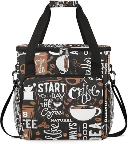 coffee cup coffee beans Coffee Maker Carring Bag Travel Carrying Storage Tote Bag Compatible with Keurig K-Mini or K-Mini Plus Portable Single Serve Coffees Brewer Case with Pockets for K-cup Pods
