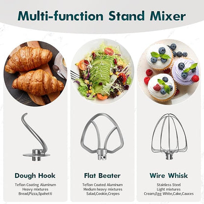 COOKLEE Stand Mixer, 9.5 Qt. 660W 10-Speed Electric Kitchen Mixer with Dishwasher-Safe Dough Hooks, Flat Beaters, Wire Whip & Pouring Shield Attachments for Most Home Cooks, White