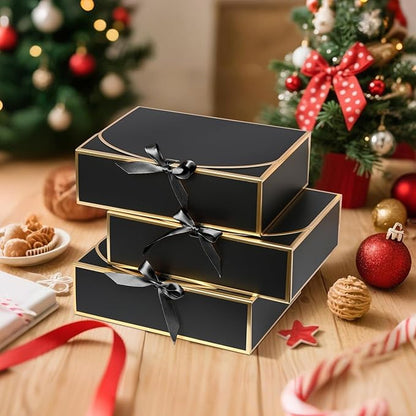 10Pack Black Gift Boxes, 10.6x7.8x3.1Inch Bridesmaid Proposal Box with Ribbons, Gift Boxes with Lids for Presents, Mother's Day, Wedding, Groomsmen Proposal, Birthday Party