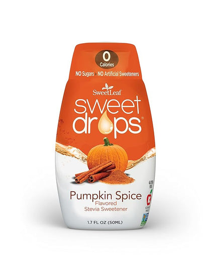 SweetLeaf Sweet Drops - Flavored Stevia Liquid Sweetener, Stevia Extract, Zero Calories, Gluten Free, Keto Friendly, Non GMO, Natural Flavor, Sugar Alternative - Pumpkin Spice, 1.7 Fl Oz (Pack of 6)