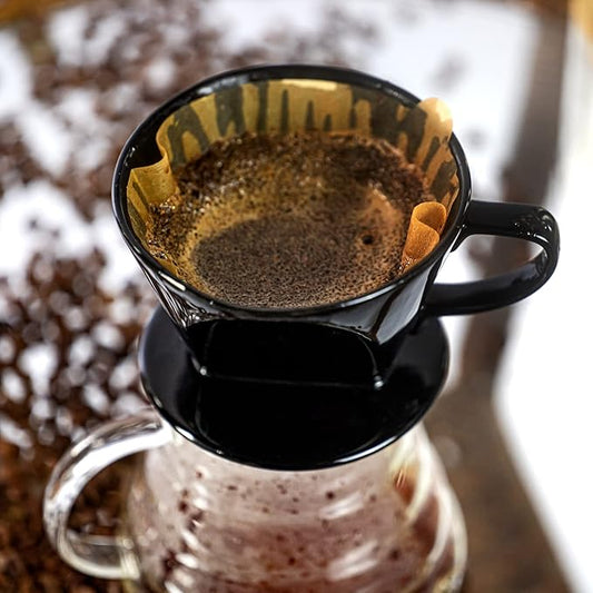 Pour Over Ceramic - Coffee Dripper Ceramic Coffee Maker with 3 Holes Flat Bottom, Porcelain Slow Filter Cone for Travel, Camping, Office, Home, Coffee Maker Brew
