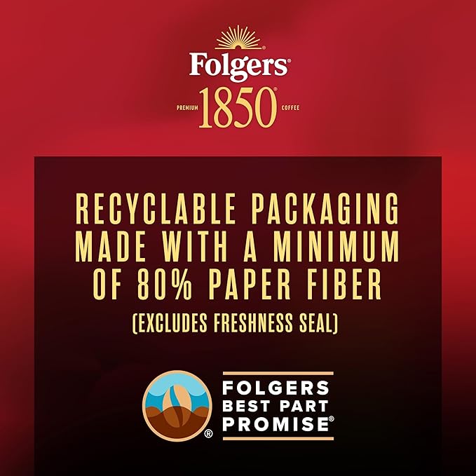 Folgers 1850 Expedition Blend Medium Roast Ground Coffee, 12 Ounce (Pack of 6)