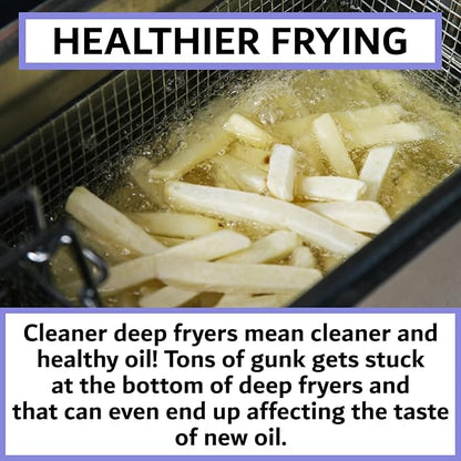 L-Shaped Deep Fryer Cleaning Brush, Up to 750F High Heat Resistant Metal Bristles Fryer Cleaning Brush for Food Debris, Grease Build-Up in Kitchen & Restaurant Deep Fryers Coil by FryOilSaver Co. B53C