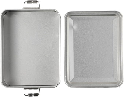 Metal Tin Box, Tinplate Metal Storage Tins Tea Container Rectangular Cookie Box With Lids For Storaging Cookies Snowflake Pastries Tea(M)