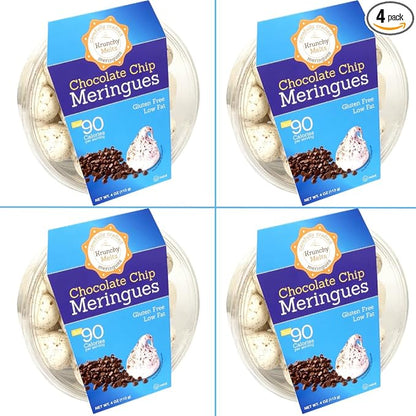 4 Pack Krunchy Melts Original Meringue Cookies | Chocolate Chip Flavor 4-Pack | Only 90 Calories Per Serving | Low Fat, Gluten Free, Dairy Free (4 Oz)