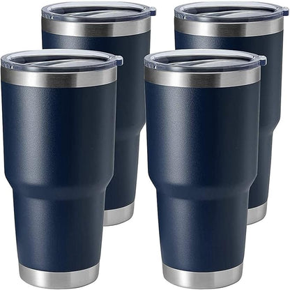 HASLE OUTFITTERS 30oz Stainless Steel Tumbler, Double Wall Vacuum Insulated Travel Mug Tumbler, Durable Insulated Coffee Mug, Gift Box Set (Navy, 4)