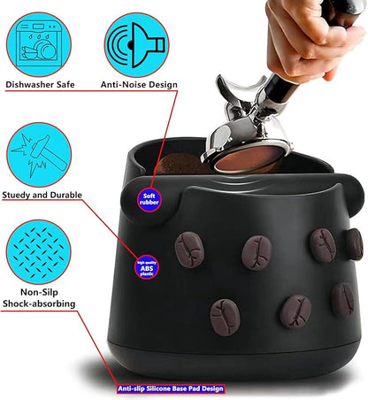 Coffee Knock Box, Espresso Knock Box with Barista Towels, Coffee Grounds Container Disposal,Removable Knock Bar and Non-Slip Base, Espresso Machine Accessories,Black, JDHAVMOS