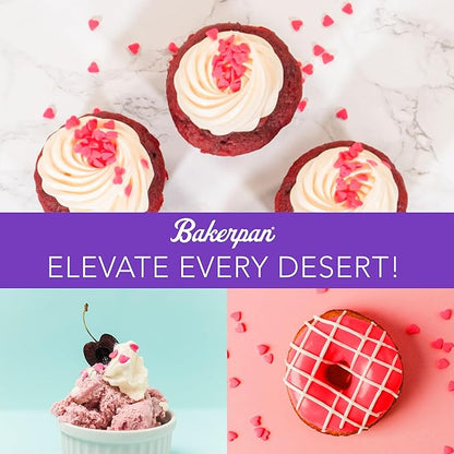 Bakerpan Red Heart Sprinkles for Cake Decorating, 5.77 Ounces Edible Hearts Confetti Sprinkles for Ice Cream, Cookies, Valentine's Cupcake Topper