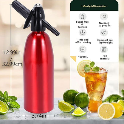 Soda Siphon, Portable Sparkling Water Maker for Home & Outdoor Use, 1L Carbonated Water Machines Soda Maker DIY Seltzer Water Maker for Fresh Soda, Cocktails, Use 8g CO2 Cartridges (Not Included)