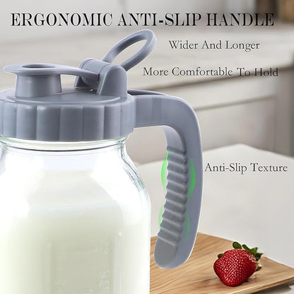 64 Oz Glass Mason Jar Water Pitcher With Lid Half Gallon Wide Mouth Sun Tea Pitchers 2 Quart Cold Brew Hot Water Jug Carafe For Coffee,Lemonade, Beverage,Milk,Juice Container For Refrigerator