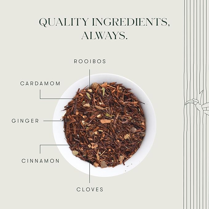 Luxmi Estates - Rooibos Chai - Organic Rooibos Tea with Spices - Loose Leaf - 100g (50 Cups), Limited Fall Tea with Cinnamon, Cardamom and Clove, Perfect for Relaxation