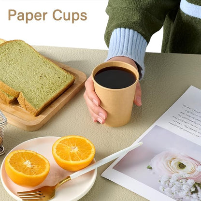 LITOPAK 300 Pack Disposable Coffee Cups 8 oz Paper Cups for Water, Coffee, Juice, and Tea, 8 Ounce Hot Paper Cups for Home, Restaurant, Store, and Cafe