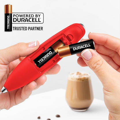 Zulay Kitchen Tornado Whisk Milk Frother with 4 AA Duracell Batteries - Triple Whisk for More Power - Handheld Coffee Frother with Stand - Drink Mixer for Lattes, Matcha & Protein Shakes