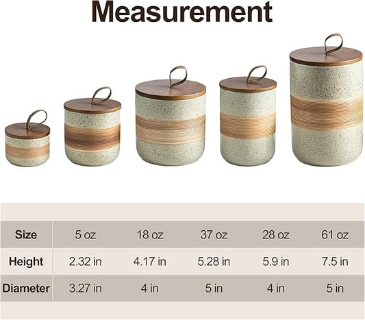 Small Ceramic Jar with Lid, Coffee Canister Coffee Container Kitchen Food Storage Jars for Spice Sugar Tea Bag, Stackable Decorative Jars for Countertop, 5oz