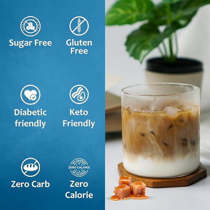 Syruvia Sugar Free Coffee Syrup, Caramel Flavored Syrup for Drinks, Lattes, and Desserts – 25.4 fl oz