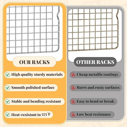 Cooling Racks for Cooking and Baking - 2 PCS 10" x 16" Grid Wire Baking Rack for Oven Cooking, Baking, Grilling, Roasting -Dishwasher Safe Bacon Rack- Fits Jelly Roll Cookie Sheet Pan-Box Packaging