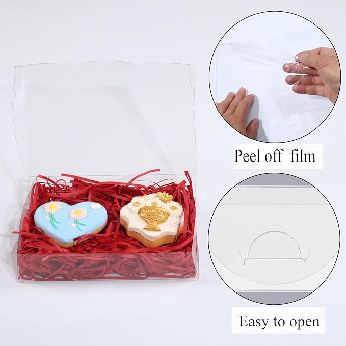 24PCS Clear Cookie Boxes with Window 7 x 4 3/8 x 1 1/2 Inch for Chocolate Truffle, Oreo, Pastry, Donut, Brownie, Soap and Bakery Treat Boxes for Party Favors Wedding Christmas Valentine's