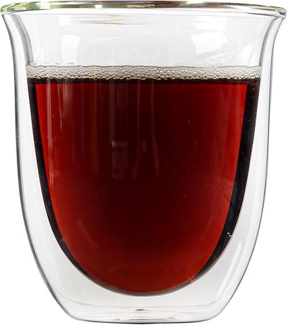 Restaurantware-Forma Professional 6.8 Ounce Double Wall Coffee Cups, 2 Insulated Latte Glasses - Dishwashable, Reusable, Clear Glass Beverage Cups, Freezable, For Hot Or Cold Beverages