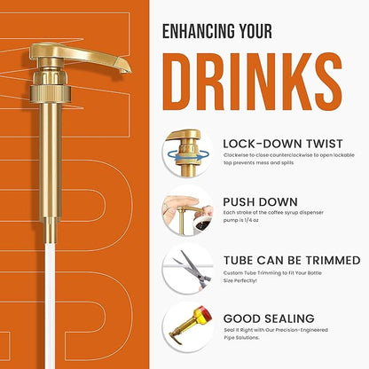 Jimoco® Syrup Pump Dispenser + Torani® Caramel Syrup, 25.4 oz - Coffee Syrup Pump & Flavoring Bundle