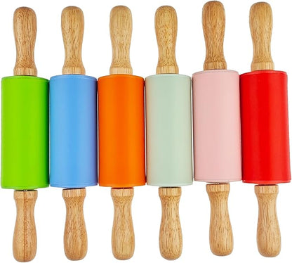 12 Pack Small Rolling Pin for Kids, 9 Inch Kids Rolling Pin for Home Kitchen (6 colors)