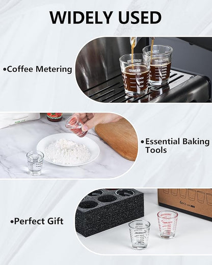 Shot Glasses Measuring Cup Set 2PACK Espresso Shot Glasses Liquid Heavy Glass 26-Incremental Measurement 1 OZ, 2 TBS, 6 TSP, 30 ML Kitchen Tools (Red)