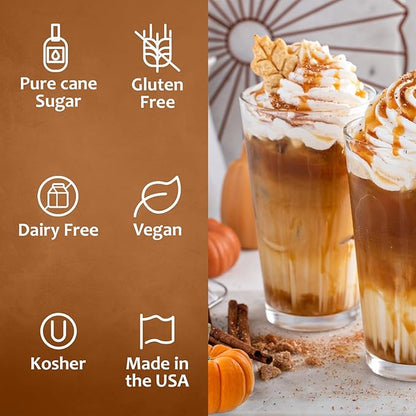 Syruvia Pumpkin Spice Syrup – 25.4 fl oz – Syrup for Coffee, Lattes, Shakes, Smoothies, Desserts – 100% Vegan, Gluten Free, Kosher Delicious Coffee Sauce, (Pack of 2)
