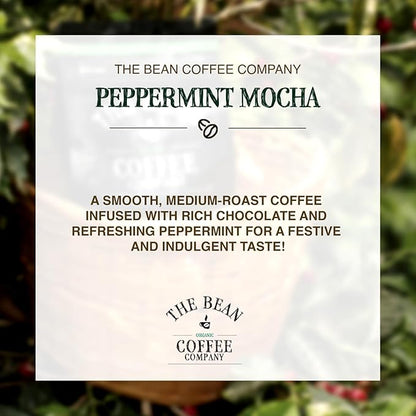 The Bean Organic Coffee Company Peppermint Mocha, Medium Roast, Whole Bean Coffee, 16-Ounce Bags (Pack of 2)
