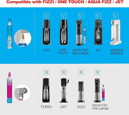 Soda Maker Adapter Hose Kit with Flow Control Ball Valve and 60inch Stainless Steel Hose,Carbonated Water Machine Co2 Tank Adapter Compatible with Jet One Touch Fizzi Aqua Fizz Blue Cylinder