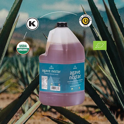 Sustainable Agave Co - Sheer - Agave Nectar - 1 Gallon Bottle (5kg) - Raw Sweetener, Sugar-Alternative, Vegan, Non-GMO, Kosher, Gluten-Free Syrup - Bartender's Best Friend