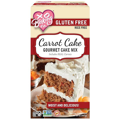 XO Baking Co. Gluten Free Carrot Cake Gourmet Cake Mix; Contains Real Carrots; Non-GMO; Kosher; Rice Free; Soy Free; Dairy Free; Peanut Free; No Preservatives; No Artificial Flavors or Colors, 20oz