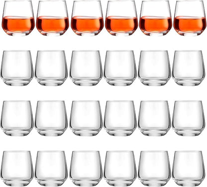 Zopeal 24 Pack Shot Glasses 3.25 oz Tequila Heavy Base Whiskey Tasting Glass Cups Small Liquor and Spirit Bar Shooter for Drinking Tasting Espresso Beer Juice