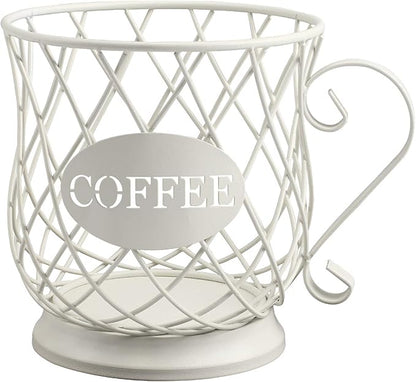 TreeLen Coffee Pod Capsule Storage Holder for 35 K Cups Capacity K Cup Holder K Cup Organizer for Counter Coffee Bar and Coffee Table - White