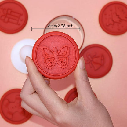 Christmas Cookie Stamps Silicone Cookie Stamps Cookie Cutter Biscuit for DIY Christmas and Daily Baking Set of 6