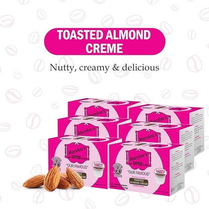 Marylou’s Coffee – Toasted Almond Creme Flavored Gourmet Coffee – Single Serve Coffee Pods, Compatible with Keurig Brewers – 72 Pods