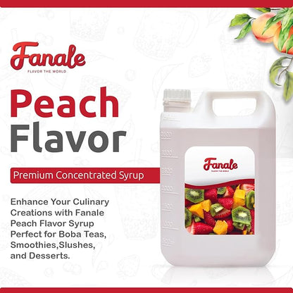 Fanale Premium Flavoring Concentrated Syrup for Bubble Tea 11 lb | Peach Flavor Syrup | for Boba Tea, Smoothies, Slushes, Desserts | 11lb | Pack of 4 | SRP040-CS