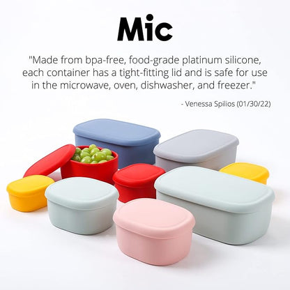 BLUE GINKGO Nesting Silicone Containers - Set of 3 Hard-Shell Silicone Food Storage Containers | BPA Free, Airtight, Dishwasher and Freezer Safe (6.7oz, 10oz, 20oz) - Pink