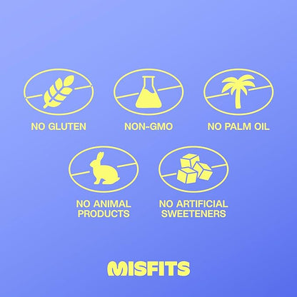 Misfits Vegan Protein Bars, Cookie Dough - Updated Recipe | Plant Based, Low Sugar & Carb, High Fiber Snacks | Pack of 12