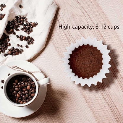 Coffee Filters 8-12 Cup, 7.875 inch x 3.25 inch, 200 Count Basket Coffee Filters, White Disposable 8 to 12 Cup Coffee Filter Paper