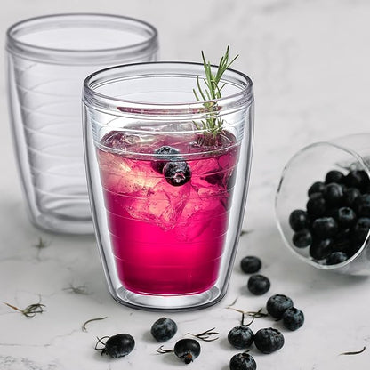 Amazing Abby Alaska 16-Ounce Insulated Tumblers (Set of 4), Double-Wall All-Clear Reusable BPA-Free Shatter-Proof Dishwasher-Safe Plastic Drinking Glasses