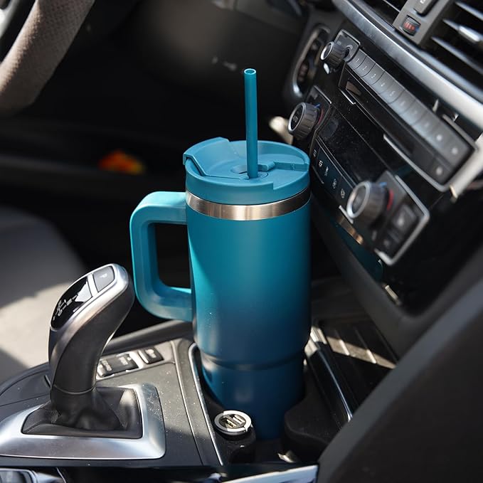 30 oz Tumbler with Handle and 2 Straws,2 in 1 Lid Insulated Water Bottle Stainless Steel Travel Coffee Mug,Gum