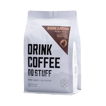 DRINK COFFEE DO STUFF, Bark at the Moon, Blend, Whole Bean, Dark Roast, Sweet, Chocolate, Caffeine, Organic, Lake Tahoe Coffee
