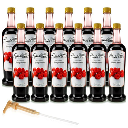 Amoretti - Raspberry Beverage Infusion - Drink Mix & Water Enhancer with Pump for Flavoring Cocktails, Waters, Teas, and other Beverages, Preservative Free