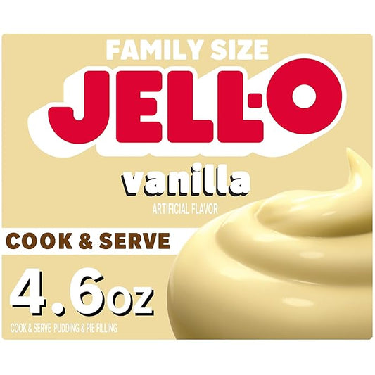 Jell-O Cook & Serve Vanilla Pudding & Pie Filling Mix, 4.6 oz Box