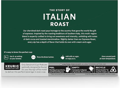 Starbucks K-Cup Coffee Pods, Dark Roast Coffee, Italian Roast for Keurig Brewers, 100% Arabica, 6 boxes (60 pods total)