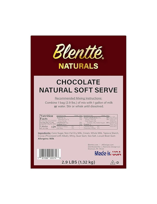 Blentte Soft Serve Ice Cream Mix - Natural Creamy Softserve Powder for Frozen Dessert Maker, Homemade Icecream, Gelato, or Yogurt - 4% Dairy Blend - Clean Label - Smooth Texture - Chocolate - 2.9 lbs
