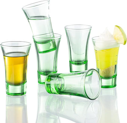 M&N HOME Ombre Green Shot Glass Set, 2 Oz Set of 6 Colored Shot Glasses, Whiskey Glasses, Tequila Shot Glasses, Cocktail Glasses, Round Shot Glasses for Vodka, Spirits & Liquor (Gradient Green Set)