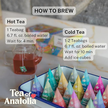 Lazika Tea Variety Pack with Lovely Presentation Box, Black, Green and Herbal Tea Sampler Gift Set, 20 Counts, Premium Collection with Pyramid Infuser Bag, Handcrafted
