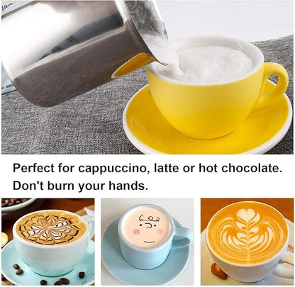 HAPTIME Manual Milk Frother Pitcher with Double Mesh Screen, Hand Frother with Pump for Cappuccino, Latte, and Coffee Foam,17-Ounce Capacity (500ml)
