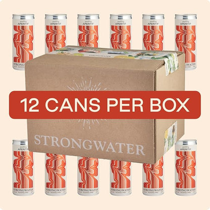 Strongwater Sparkling Spritz Aperitif - 12 Pack Cans (8.4 Fl Oz Each) - Premium Non Alcoholic Aperitif - Made with Filtered Rocky Mountain Water, Gentian, Grapefruit, Quinine, Real Cane Sugar